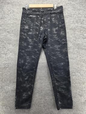 Flog Pants Womens 28 Black Jogger Slim Camouflage Drawstring Pockets 27.5 In